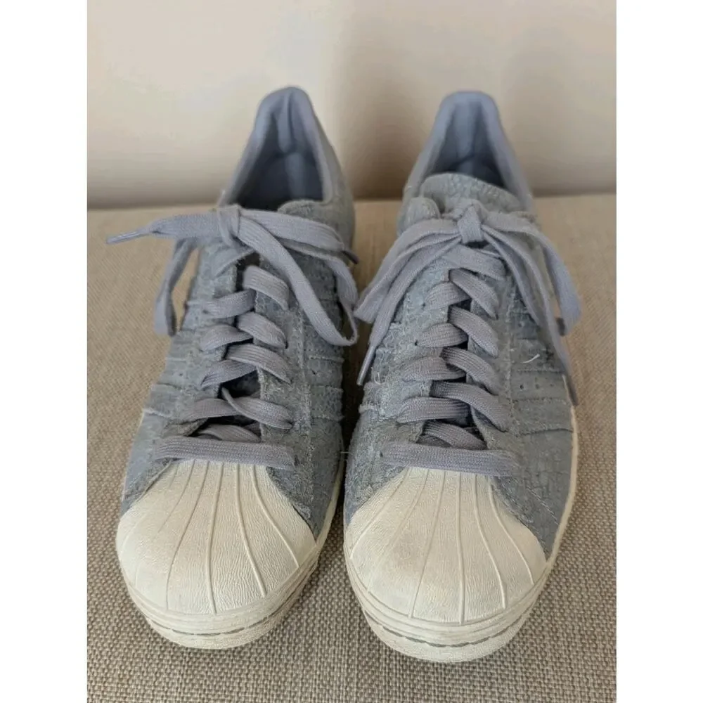 Adidas Originals Women's Snakeskin Suede Superstar Sneakers Shoes Gray Size 9 - Picture 2 of 7